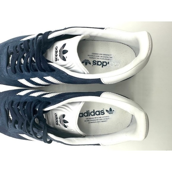 Adidas Gazelle Navy White Suede Sneakers Men Size 9 Classic Casual Shoes - Picture 7 of 9
